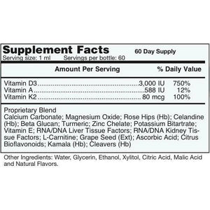 Systemic Formulas: #199 - VITD3 LQ - VITAMINS D3 + K2 LIQUID COMPLEX