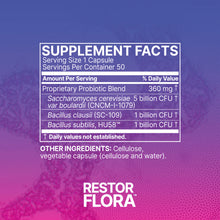 Load image into Gallery viewer, RestorFlora SPORE + YEAST PROBIOTIC - 50 capsules - LIMITED QUANTITY
