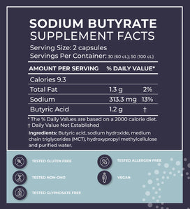 BodyBio - Sodium Butyrate - 100 capsules (500mg)
